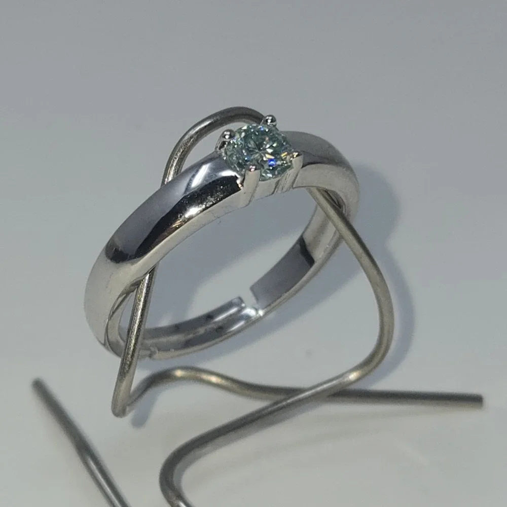 New 0.5ct Colored Moissanite Ring Round Brilliant GRA Certified Adjustable 6-12‎